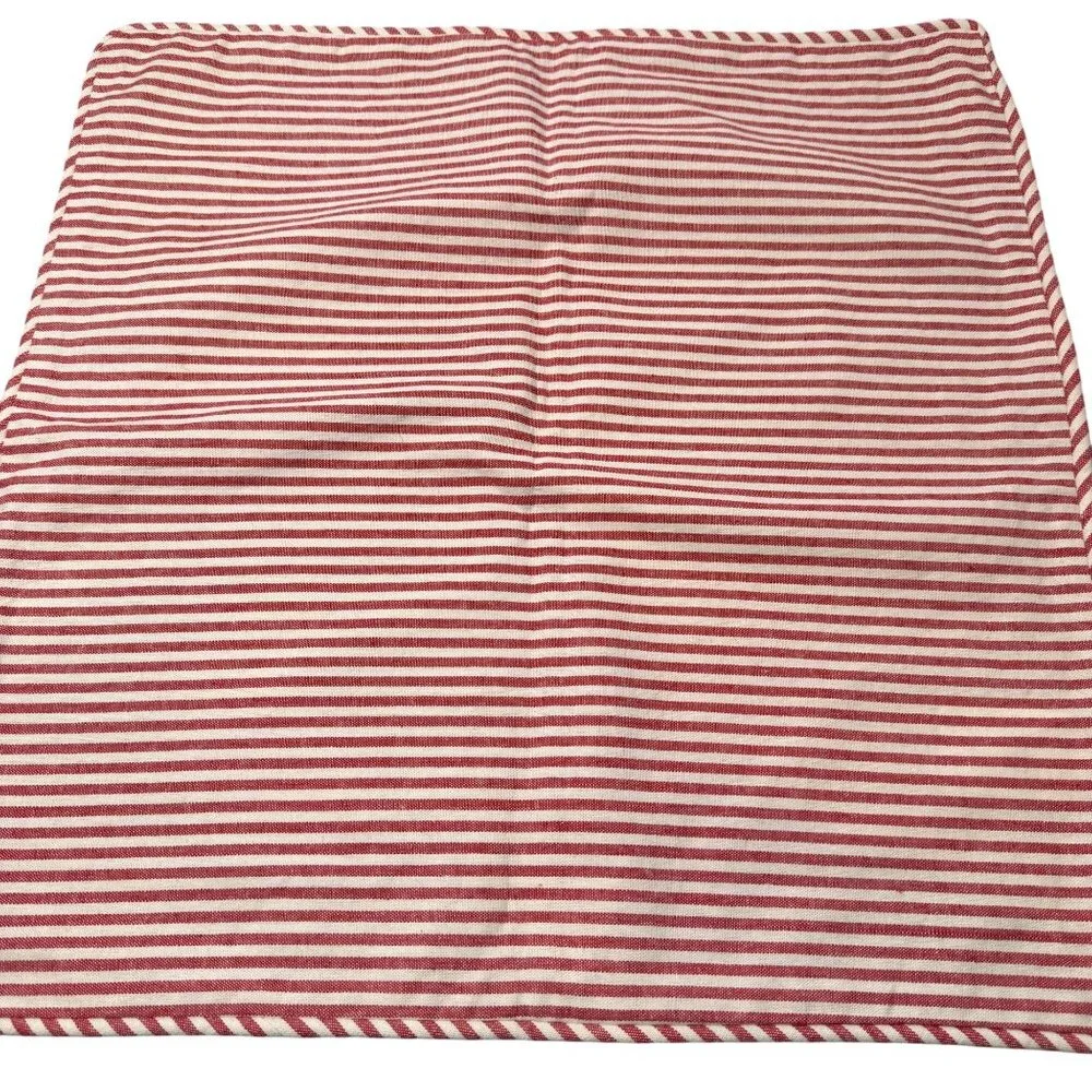 Pottery Barn red white stripe throw pillow covers linen blend 20x20 cottage core